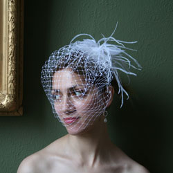 White bridal birdcage veil